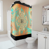 Bronze Cuivre Abstrait Motif rideau douche (En situation)