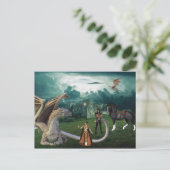 Bronze Dragon Elf Fantasy Briefkaart (Staand voorkant)