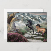 Bronze Dragon Unicorn Fantasy Briefkaart (Voorkant / Achterkant)