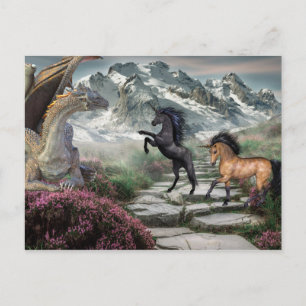 Bronze Dragon Unicorn Fantasy Briefkaart