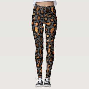 Bronze en zwarte luipaard, cheetah dierlijke afdru leggings