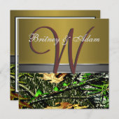 Bronze et invitations vertes moussues de mariage (Devant / Derrière)