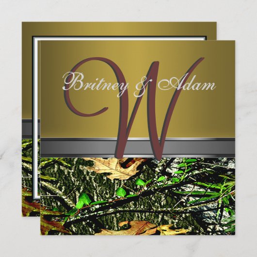 Bronze et invitations vertes moussues de mariage (Devant / Derrière)