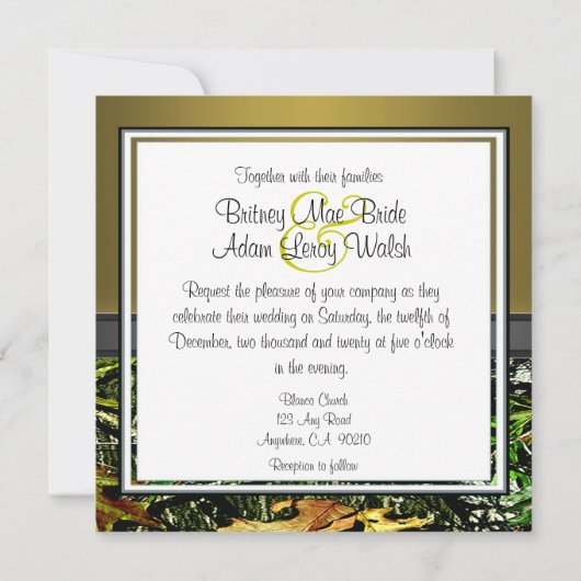 Bronze et invitations vertes moussues de mariage (Dos)