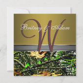 Bronze et invitations vertes moussues de mariage (Devant)