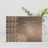 Bronze Étoiles de cuivre Bokeh Invitations Fiançai (Debout devant)