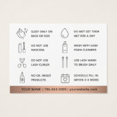 Bronze Eyelash Extensions Lash carte de post-soins (Dos)