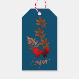 Bronze Flower Congrats Gift label Cadeaulabel