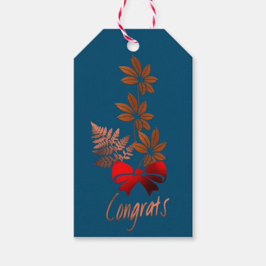 Bronze Flower Congrats Gift label Cadeaulabel (Voorkant)