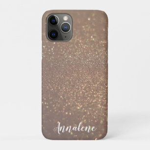 Bronze Glam Chic Glitter Persoonlijke naam Hoesje- iPhone 11 Pro Hoesje