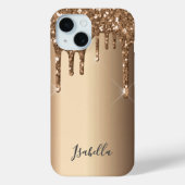 Bronze glitter drip koper metaalnaam Case-Mate iPhone case (Achterkant)