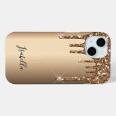 Bronze glitter drip koper metaalnaam Case-Mate iPhone case (Achterkant (horizontaal))