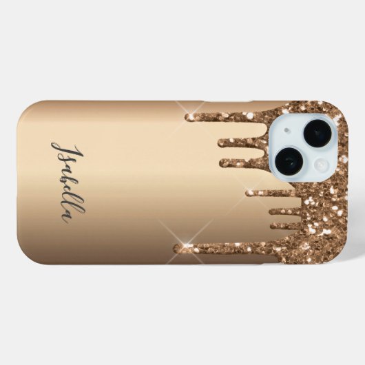 Bronze glitter drip koper metaalnaam Case-Mate iPhone case (Achterkant (horizontaal))
