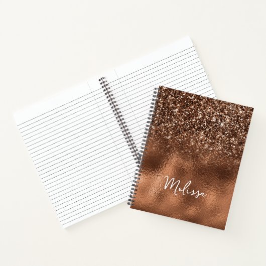 Bronze Glitter en Folie Persoonlijke naam Notitieboek (Binnen)