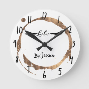 Bronze Glitter Gold Stain Modern Glam Lashes Salon Ronde Klok