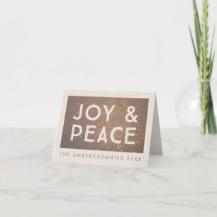 Bronze Glitter Joy & Peace-Wenskaart voor kerstmis Kaart