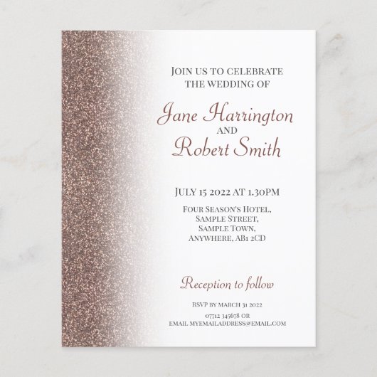 Bronze Glitter Paper Weddenschap (Voorkant)