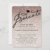 Bronze Glitter Stylish Afstuderen Graduparty Kaart (Voorkant)