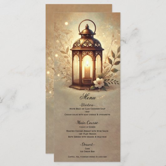 Bronze Glowing Lantern Romantisch Rustiek Menu (Voorkant / Achterkant)