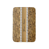 Bronze Gold Faux Foil Zebra Stripes Badmat (Voorkant Verticaal)