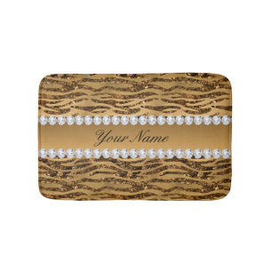 Bronze Gold Faux Foil Zebra Stripes Badmat