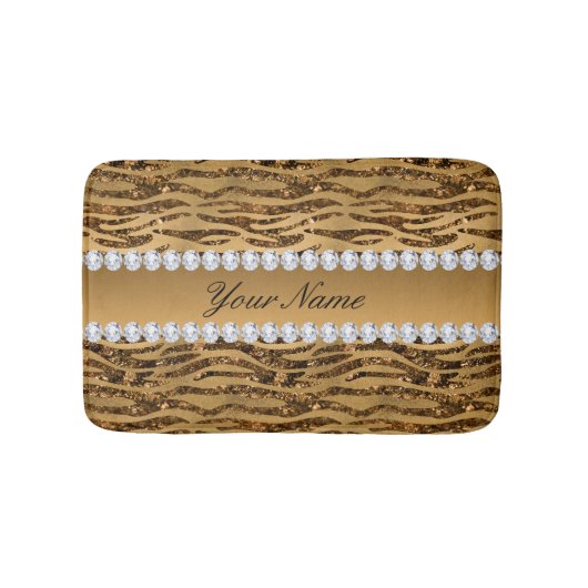 Bronze Gold Faux Foil Zebra Stripes Badmat (Voorkant)