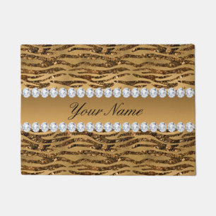 Bronze Gold Faux Foil Zebra Stripes Deurmat