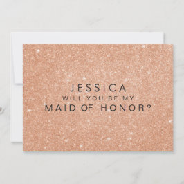 Bronze Gold Glitter Maid of Honor Request Cards Kaart