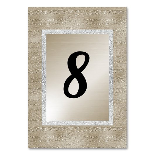 Bronze Gold Silver Trim MODERN NUMÉRO DE TABLE (Dos)