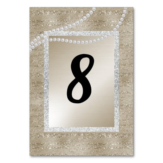 Bronze Gold Silver Trim MODERNE NUMÉRO DE TABLE PE (Dos)