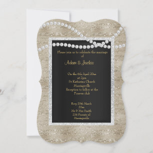 Bronze Gold Sparkle Pearl ELEGANT CLASSY WEDDING Kaart