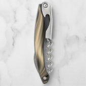 Bronze-golvingen op bruinbeige achtergrond kurkentrekker (Achterkant)