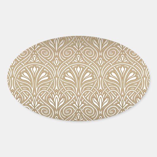 Bronze, goud, Art nouveau, art deco, , Ovale Sticker (Voorkant)