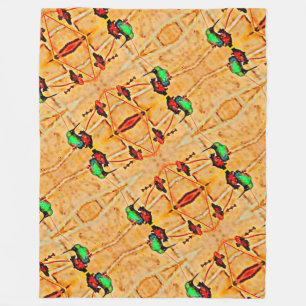 Bronze, gouden rode en paarse kolibrie fleece deken