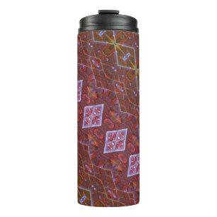 Bronze & Green Leaf Ikat 12 Thermosbeker