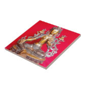BRONZE GREEN TARA STATUT ANCIENT TIBET TEGELTJE (Zijkant)