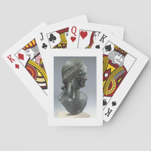 Bronze hoofd van een vrouw, soms aangeduid als Ma Speelkaarten (Achterkant)