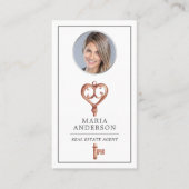 Bronze Key Real Estate Agent Foto QR Code Visitekaartje (Voorkant)