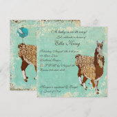 Bronze Llamas Baby Uitnodiging (Voorkant / Achterkant)