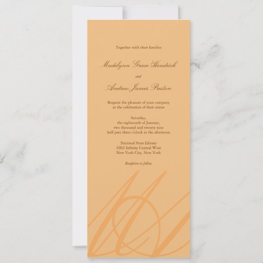 Bronze Love Infinity Hand Clasp Mariage Invitation (Dos)
