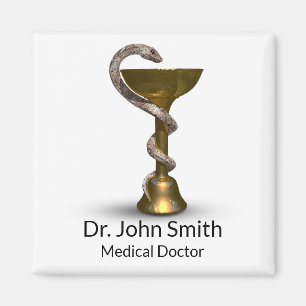 Bronze Medical Bowl Snake Hygieia White Caduceus Magneet