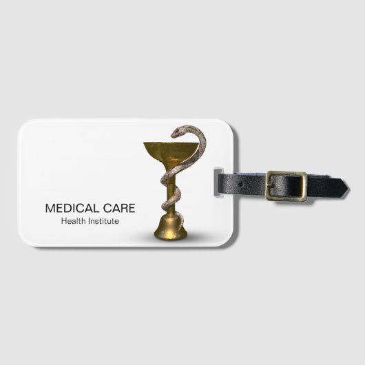 Bronze Medical slang Bowl Hygieia White Caduceus Bagagelabel (Voorkant (horizontaal))