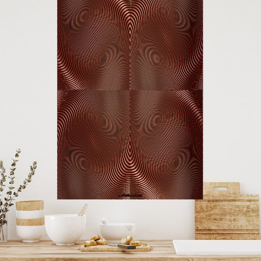 Bronze Metal on Red Optical Illusion Wall Art Lge Poster (Keuken)