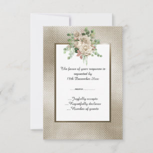 BRONZE MÉTALLISÉ EN RELIEF FLEUR BLANCHE RSVP PERS