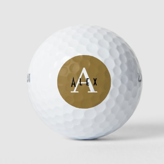 Bronze Mist Brown Modern Custom Monogram Golfballen (Voorkant)