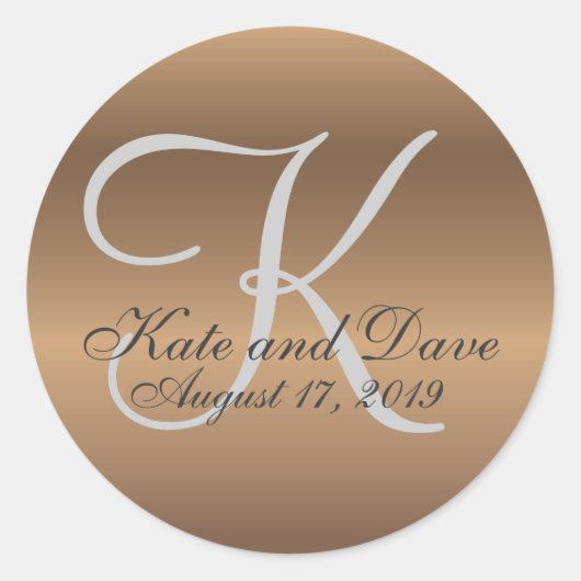 Bronze Monogram Amazing Fab Ronde Sticker (Voorkant)