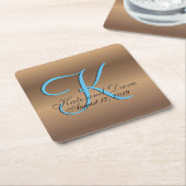 Bronze Monogram Amazing Fab Vierkante Kartonnen Onderzetter (Schuin)