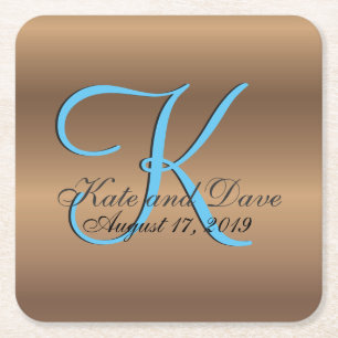 Bronze Monogram Amazing Fab Vierkante Kartonnen Onderzetter