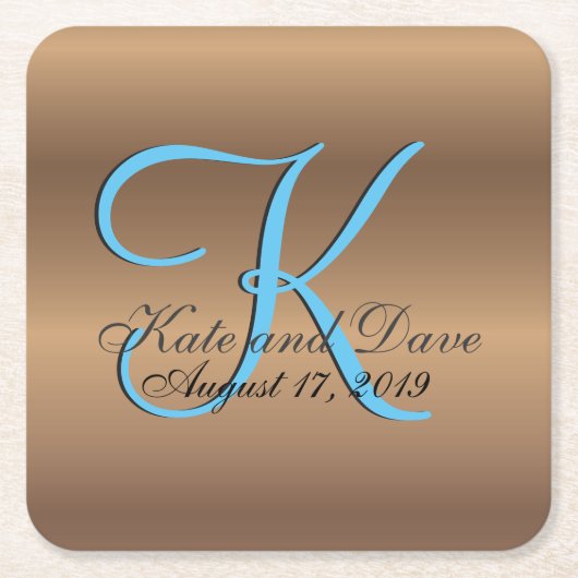 Bronze Monogram Amazing Fab Vierkante Kartonnen Onderzetter (Voorkant)