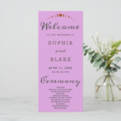 Bronze Moon Phases Plum Purple Wedding Programme (Debout devant)